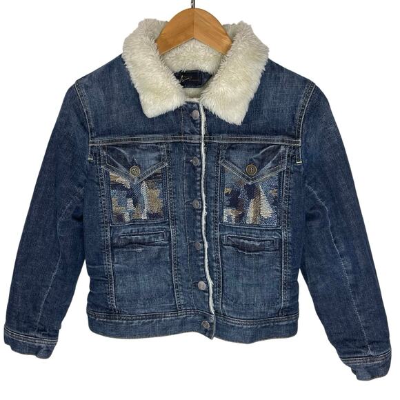 CITIZENS OF HUMANITY Women’s Fleece Lined Embroidered Denim Jacket - Picture 2 of 7